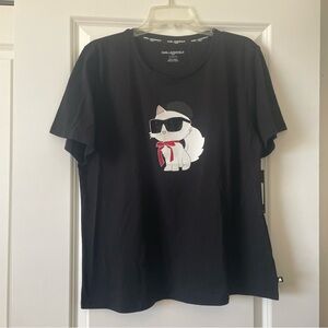 Karl Lagerfeld Paris Choupette Cat Black T-shirt XL NEW